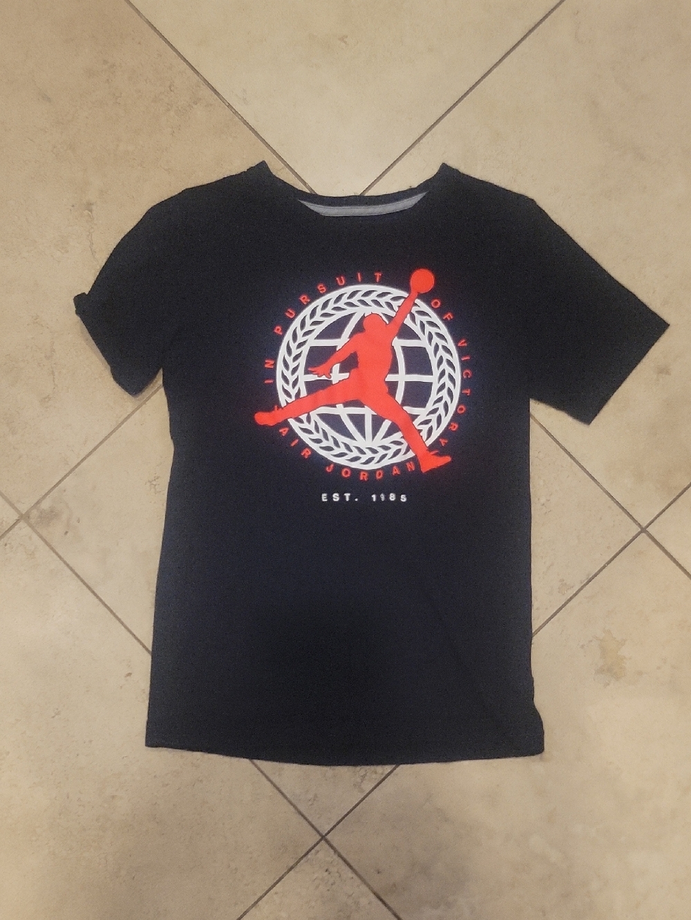 Jordan Kids' Black T-Shirt with Red Logo